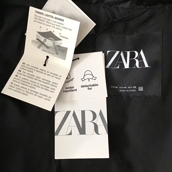 ZARA Long Coat Jacket Adjustable Waist Removable Faux Fur New With Tag - Picture 10 of 10